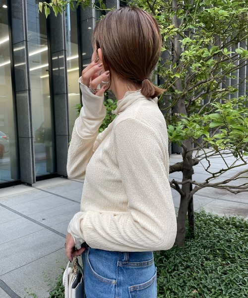 DouDou（ドゥドゥ）の「レイヤードライクハイネックプルオーバー（Tシャツ/カットソー・レディース・ブラック/ブラウン/アイボリー・FREE）」の10枚目の写真