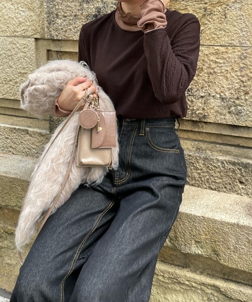 DouDou（ドゥドゥ）の「レイヤードライクハイネックプルオーバー（Tシャツ/カットソー・レディース・ブラック/ブラウン/アイボリー・FREE）」の14枚目の写真