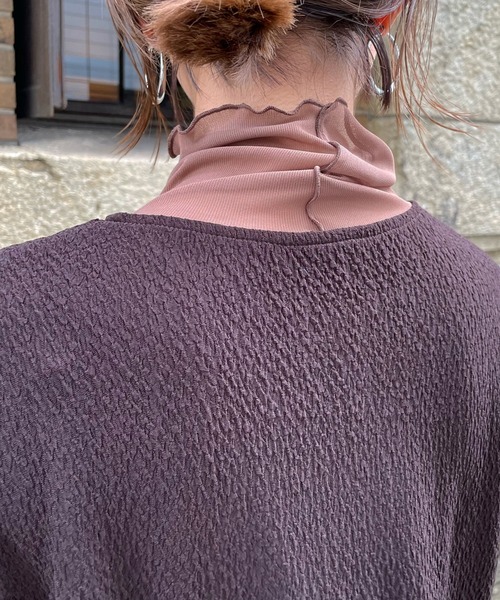 DouDou（ドゥドゥ）の「レイヤードライクハイネックプルオーバー（Tシャツ/カットソー・レディース・ブラック/ブラウン/アイボリー・FREE）」の11枚目の写真