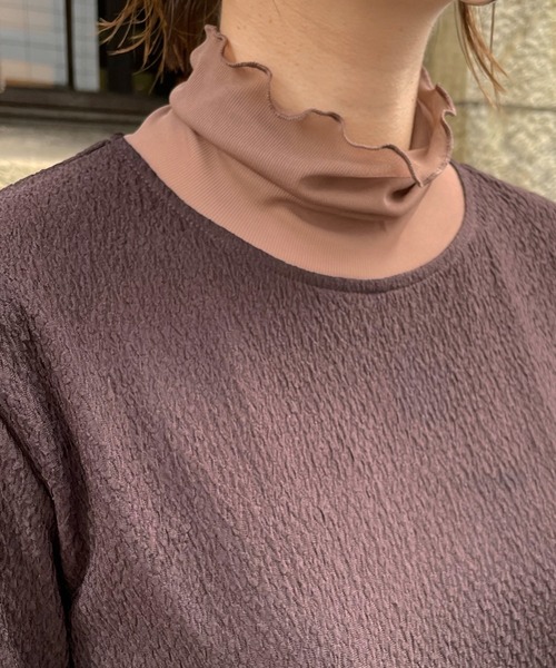 DouDou（ドゥドゥ）の「レイヤードライクハイネックプルオーバー（Tシャツ/カットソー・レディース・ブラック/ブラウン/アイボリー・FREE）」の15枚目の写真
