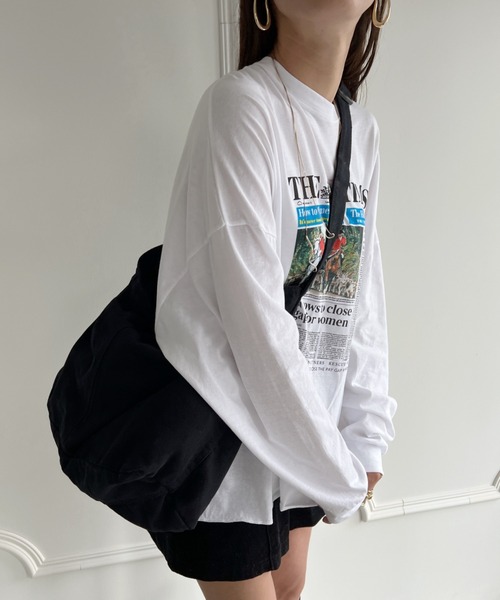 MYMOOD.（マイムード）の「【A4収納可 大容量】キャンバスビッグショルダーバッグ マザーズバッグ（ショルダーバッグ・レディース・ブラック/アイボリー・FREE）」の13枚目の写真