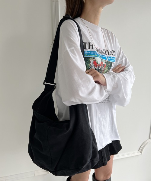 MYMOOD.（マイムード）の「【A4収納可 大容量】キャンバスビッグショルダーバッグ マザーズバッグ（ショルダーバッグ・レディース・ブラック/アイボリー・FREE）」の15枚目の写真