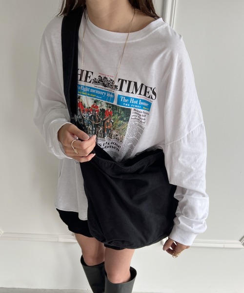 MYMOOD.（マイムード）の「【A4収納可 大容量】キャンバスビッグショルダーバッグ マザーズバッグ（ショルダーバッグ・レディース・ブラック/アイボリー・FREE）」の16枚目の写真