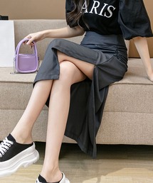 ウエストギャザーデザインサイドスリットスカート