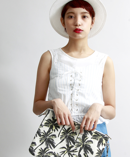 WEGO（ウィゴー）の「WEGO/レースアップビスチェ（キャミソール・レディース・ホワイト系その他/ブラック系その他/その他1・FREE）」の2枚目の写真