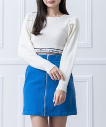 clear | スクエアネック裾ロゴニットトップス(ニット/セーター)