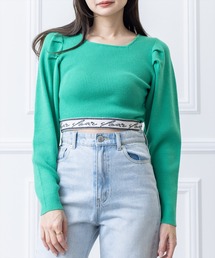 clear | スクエアネック裾ロゴニットトップス(ニット/セーター)