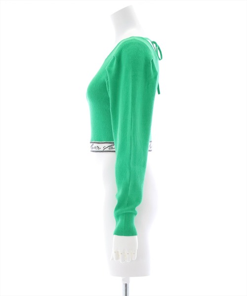 clear(クリア)の「スクエアネック裾ロゴニットトップス(ニット/セーター・レディース・ブラック/オフホワイト/グリーン・F)」の7枚目の写真