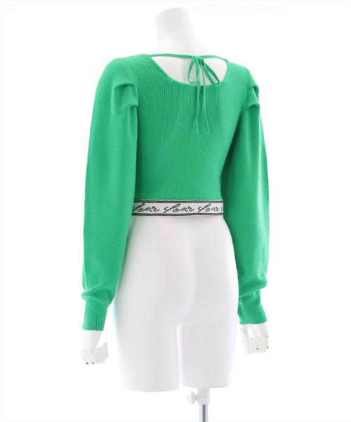clear(クリア)の「スクエアネック裾ロゴニットトップス(ニット/セーター・レディース・ブラック/オフホワイト/グリーン・F)」の8枚目の写真