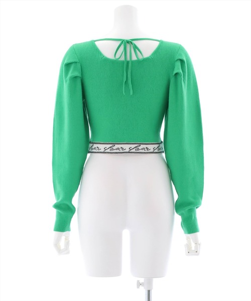 clear(クリア)の「スクエアネック裾ロゴニットトップス(ニット/セーター・レディース・ブラック/オフホワイト/グリーン・F)」の9枚目の写真