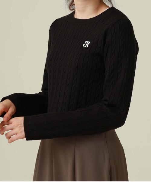 archives（アルシーヴ）の「ワンポイントケーブルニット（ニット/セーター・レディース・ベージュ/アイボリー/グレー/ブラック・MEDIUM）」の3枚目の写真