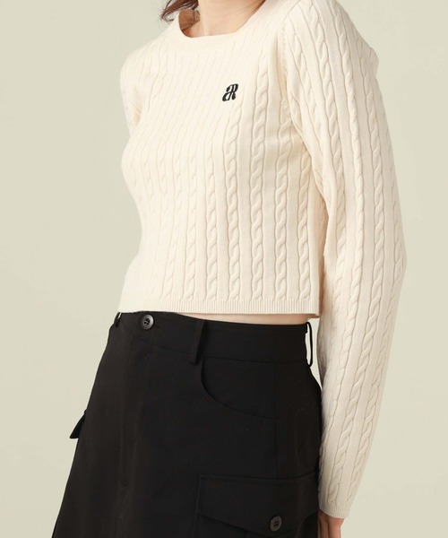 archives（アルシーヴ）の「ワンポイントケーブルニット（ニット/セーター・レディース・ベージュ/アイボリー/グレー/ブラック・MEDIUM）」の7枚目の写真