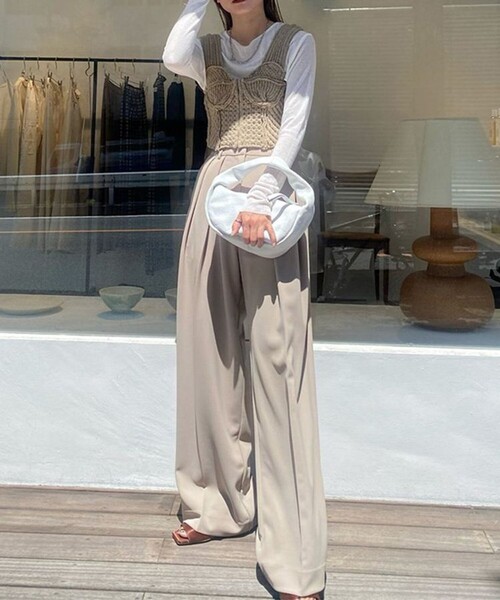 TODAYFUL（トゥデイフル）の「【TODAYFUL/トゥデイフル】パッチワークニットビスチェ（ベスト・レディース・バーガンディー/ベージュ・FREE）」の9枚目の写真