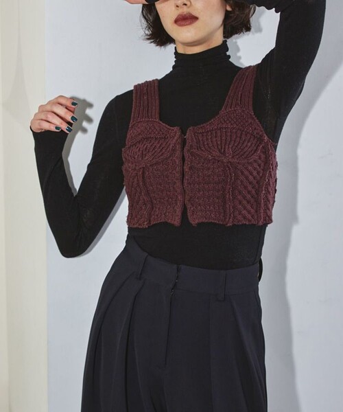 TODAYFUL（トゥデイフル）の「【TODAYFUL/トゥデイフル】パッチワークニットビスチェ（ベスト・レディース・バーガンディー/ベージュ・FREE）」の10枚目の写真