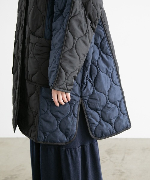 yuw リバーシブルバイカラーキルティングコート