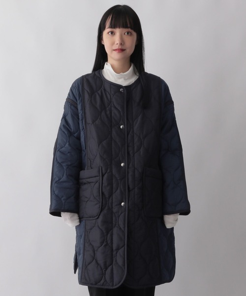 yuw リバーシブルバイカラーキルティングコート