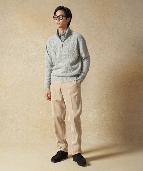 J.PRESS(ジェイプレス)の「【Cash Lamb's Wool】ケーブルハーフジップ ニット(ニット/セーター・メンズ・ネイビー系/パープル系/ライトグレー系/グリーン系・LARGE/MEDIUM/X-LARGE)」の6枚目の写真