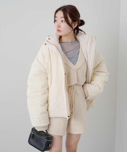 Kastane（カスタネ）の「【カタログ掲載アイテム】ペーパータッチリバーシブルコート（ブルゾン・レディース・イエロー/ブラック/アイボリー・FREE）」の8枚目の写真