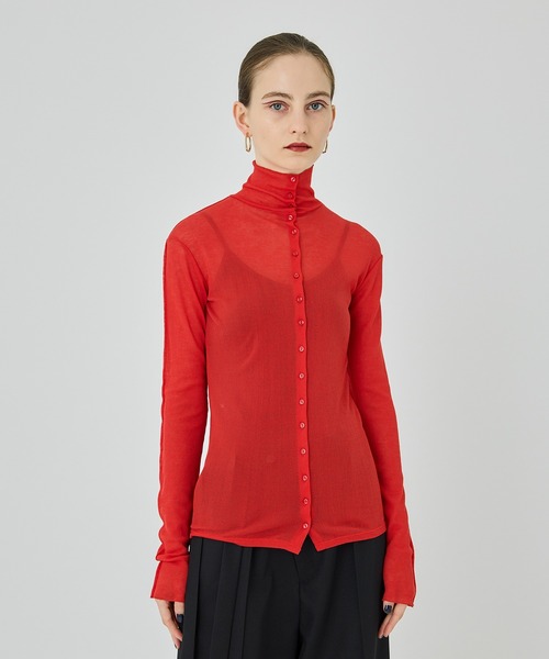 UNITED TOKYO(ユナイテッドトウキョウ)の「フロントボタンシアーカットソー(Tシャツ/カットソー・レディース・ブラック/レッド/インディゴブルー・FREE)」の1枚目の写真