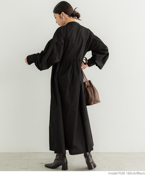 coca(coca)(コカ)の「スタンドカラーシャツワンピース(ワンピース・レディース・ホワイト/ブラック・ONE SIZE)」の13枚目の写真