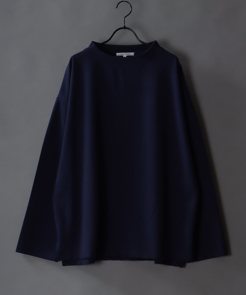 SITRY(シトリー)の「Cut georgette wide mock neck pullover/カット ジョーゼット ワイドモックネック プルオーバー(Tシャツ/カットソー・メンズ・ブラウン/ネイビー/ブラック/グレイッシュベージュ/オフホワイト・M/L)」の1枚目の写真