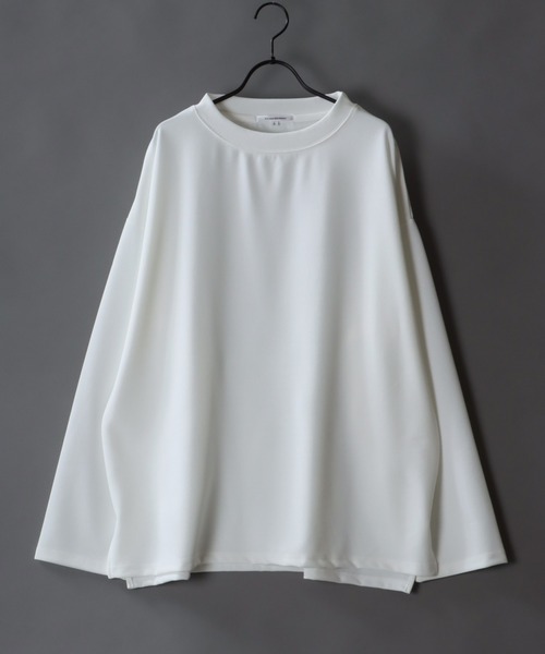 SITRY(シトリー)の「Cut georgette wide mock neck pullover/カット ジョーゼット ワイドモックネック プルオーバー(Tシャツ/カットソー・メンズ・ブラウン/ネイビー/ブラック/グレイッシュベージュ/オフホワイト・M/L)」の2枚目の写真
