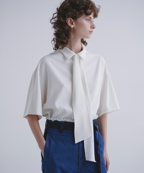 cullni 25ss ボウタイシャツ CULLNI ONLINE STORE / Melange Stripe Twill Bow Tie Long