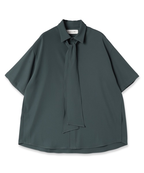 CULLNI（クルニ）の「23-SS-046 / Double Satin Bow Tie Short Sleeve Shirt（シャツ/ブラウス・メンズ・ブラック/ホワイト/アッシュブラウン/グリーン/ブルー・1/0/2）」の11枚目の写真