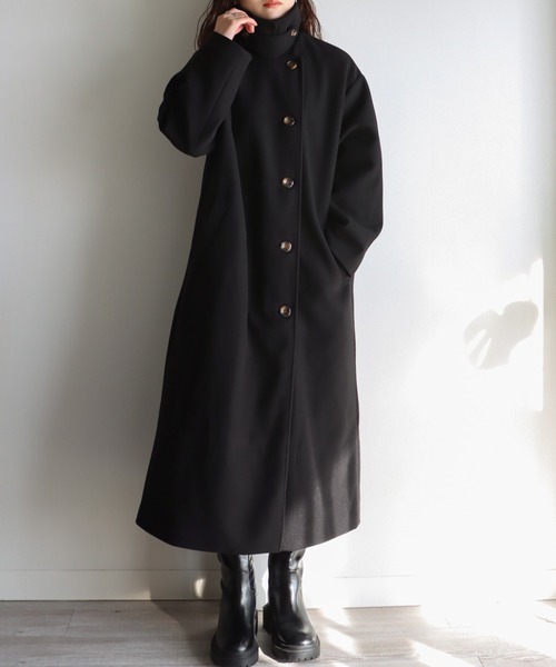COURO（コウロ）の「3WAYカラーロングコート（ステンカラーコート・レディース・モカ/ブラック/アイボリー・M）」の2枚目の写真