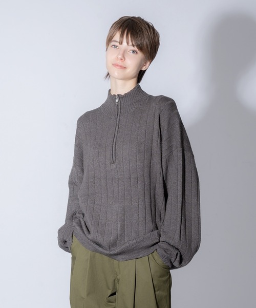 ONCILY（オンシェリー）の「STAND HALF ZIP LOOSE KNIT / スタンドハーフジップルーズニット（ニット/セーター