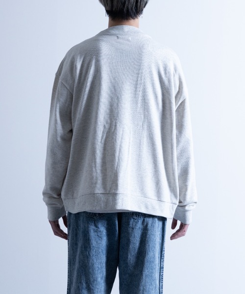 NYLAUS（ナイラス）の「CVC裏毛 5B Vネック スウェット ルーズカーディガン（カーディガン/ボレロ・メンズ・ブラック/ブルー/グリーン/オートミール/オレンジ/イエロー・M/LL/L）」の10枚目の写真