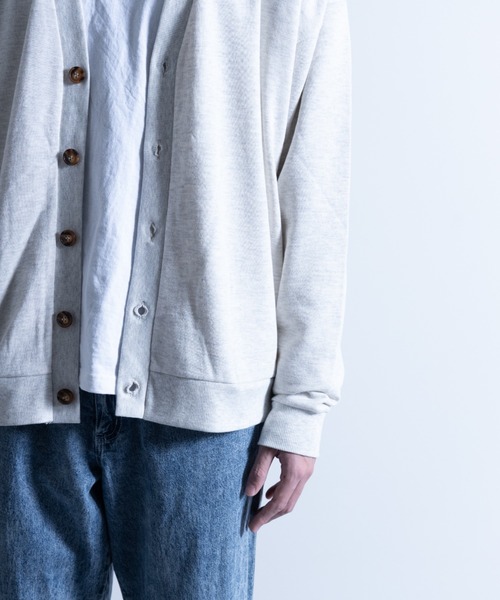 NYLAUS（ナイラス）の「CVC裏毛 5B Vネック スウェット ルーズカーディガン（カーディガン/ボレロ・メンズ・ブラック/ブルー/グリーン/オートミール/オレンジ/イエロー・M/LL/L）」の13枚目の写真