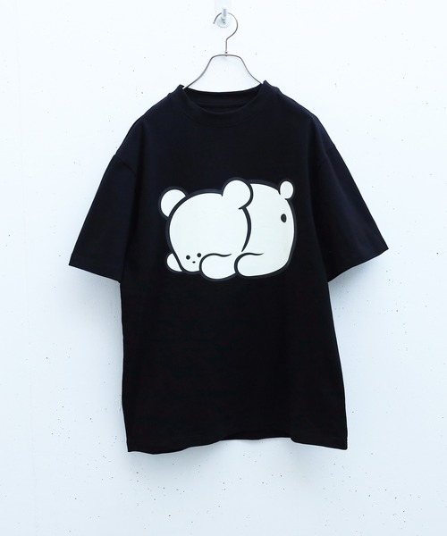 クマイラスト Tシャツ 黒 ナガノのくま Tシャツ Long Hair Type！ ブラック | ナガノ