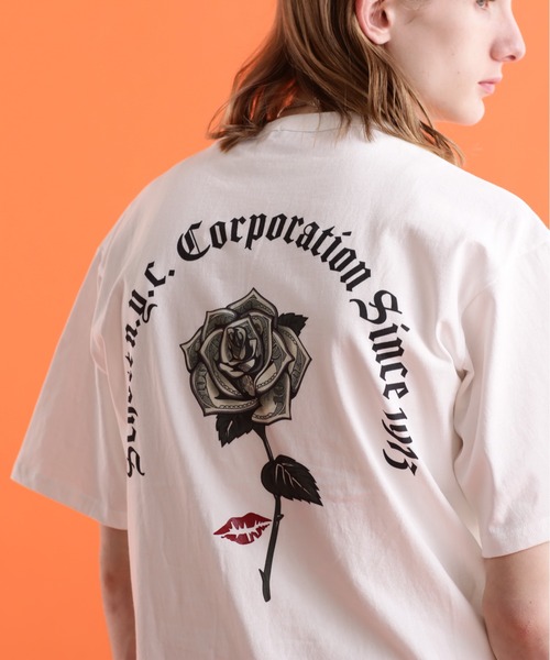 schott（ショット）の「【WEB LIMITED】Schott/ショット/T-SHIRT DOLLER ROSE/Tシャツ "ダラーローズ"（Tシャツ/カットソー・メンズ・ホワイト/ブラック/オレンジ/ブルーグレー/ダークグリーン/チャコールグレー・2XL/L/XL/M）」の2枚目の写真