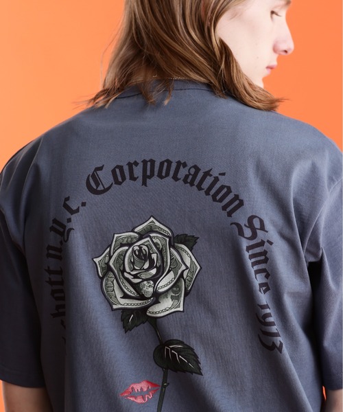 schott（ショット）の「【WEB LIMITED】Schott/ショット/T-SHIRT DOLLER ROSE/Tシャツ "ダラーローズ"（Tシャツ/カットソー・メンズ・ホワイト/ブラック/オレンジ/ブルーグレー/ダークグリーン/チャコールグレー・2XL/L/XL/M）」の5枚目の写真