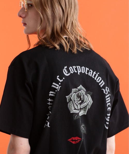 schott（ショット）の「【WEB LIMITED】Schott/ショット/T-SHIRT DOLLER ROSE/Tシャツ "ダラーローズ"（Tシャツ/カットソー・メンズ・ホワイト/ブラック/オレンジ/ブルーグレー/ダークグリーン/チャコールグレー・2XL/L/XL/M）」の3枚目の写真