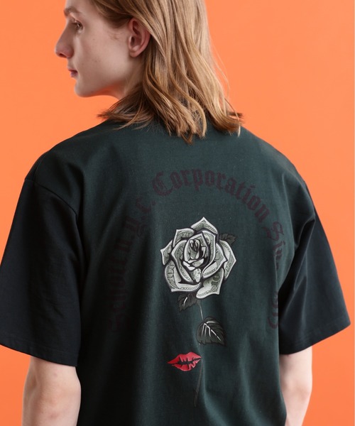 schott（ショット）の「【WEB LIMITED】Schott/ショット/T-SHIRT DOLLER ROSE/Tシャツ "ダラーローズ"（Tシャツ/カットソー・メンズ・ホワイト/ブラック/オレンジ/ブルーグレー/ダークグリーン/チャコールグレー・2XL/L/XL/M）」の6枚目の写真