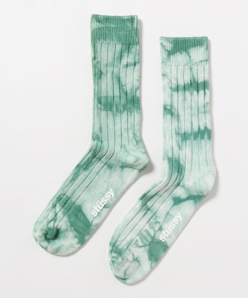 STUSSY（ステューシー）の「STUSSY/ステューシー  Dyed Ribbed Crew Socks 靴下 クルー ソックス タイダイ ワンポイント ロゴ（ソックス/靴下・メンズ・レッド/ライトグリーン/イエロー/インディゴブルー/グリーン系/レッド系/イエロー系/ラベンダー・FREE）」の14枚目の写真