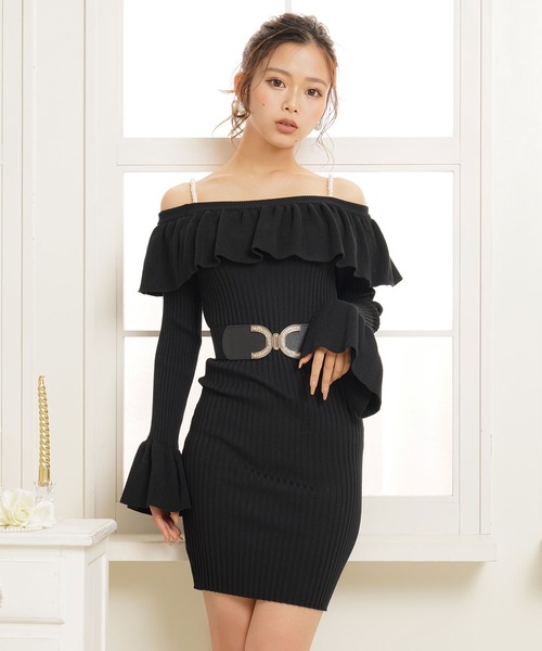 Diable baiser(ディアブルベーゼ)の「パールフリルタイトワンピース(ワンピース・レディース・ブラック/ベージュ・MEDIUM/X-LARGE/LARGE)」の16枚目の写真