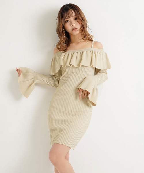 Diable baiser(ディアブルベーゼ)の「パールフリルタイトワンピース(ワンピース・レディース・ブラック/ベージュ・MEDIUM/X-LARGE/LARGE)」の14枚目の写真