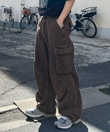 ヴィンテージメイク レトロライク ケミカルウォッシュ ワイドカーゴ デニムパンツ カラーカーゴパンツ【ILL'S 】