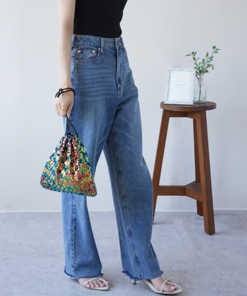 IAMUSE(アイアミューズ)の「2WAY巾着ショルダーバッグ スパンコール/ツイード S0925【IAMUSE】(ショルダーバッグ・レディース・ブラック/マルチ/ブラック系その他/アイボリー系・FREE)」の4枚目の写真