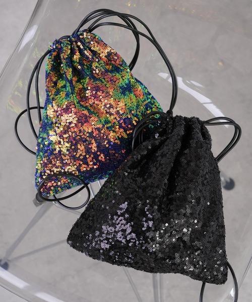 IAMUSE(アイアミューズ)の「2WAY巾着ショルダーバッグ スパンコール/ツイード S0925【IAMUSE】(ショルダーバッグ・レディース・ブラック/マルチ/ブラック系その他/アイボリー系・FREE)」の10枚目の写真