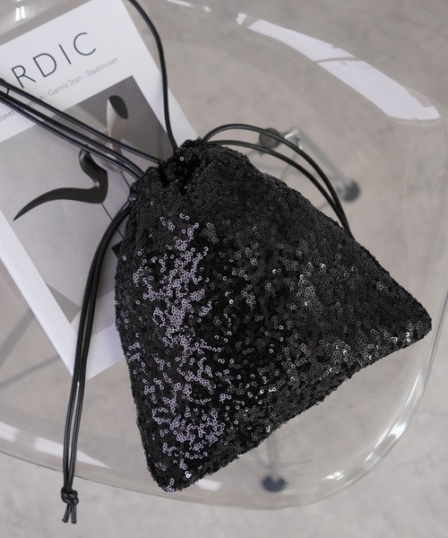 IAMUSE(アイアミューズ)の「2WAY巾着ショルダーバッグ スパンコール/ツイード S0925【IAMUSE】(ショルダーバッグ・レディース・ブラック/マルチ/ブラック系その他/アイボリー系・FREE)」の12枚目の写真