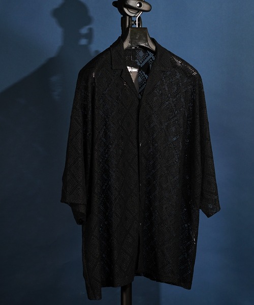 MEMENTISM（メメントイズム）の「ビッグシルエット レースシャツ　シアーシャツ（シャツ/ブラウス・メンズ・ホワイト/ブラック/ホワイト系4/ブラック系3/グリーン系2/ブラウン/その他1/ホワイト系3/ブラック系2/ブラック系4/ブルー/チャコールグレー/ホワイト系2/ブラウン系2/グレイッシュベージュ/ライトグリーン/オレンジ/ライトグレー/ライトブルー/ネイビー/グレー系2/ブルー系2/スミクロ/グリーン/ホワイト×グレー/ライトグレー系1/その他10/その他15/ブラック系5/ブラック系6/ブラック×グレー/インディゴブルー/イエロー系1・FREE）」の9枚目の写真