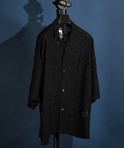 MEMENTISM（メメントイズム）の「ビッグシルエット レースシャツ　シアーシャツ（シャツ/ブラウス・メンズ・ホワイト/ブラック/ホワイト系4/ブラック系3/グリーン系2/ブラウン/その他1/ホワイト系3/ブラック系2/ブラック系4/ブルー/チャコールグレー/ホワイト系2/ブラウン系2/グレイッシュベージュ/ライトグリーン/オレンジ/ライトグレー/ライトブルー/ネイビー/グレー系2/ブルー系2/スミクロ/グリーン/ホワイト×グレー/ライトグレー系1/その他10/その他15/ブラック系5/ブラック系6/ブラック×グレー/インディゴブルー/イエロー系1・FREE）」の11枚目の写真