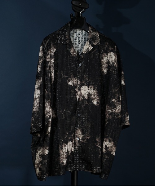 MEMENTISM（メメントイズム）の「ビッグシルエット レースシャツ　シアーシャツ（シャツ/ブラウス・メンズ・ホワイト/ブラック/ホワイト系4/ブラック系3/グリーン系2/ブラウン/その他1/ホワイト系3/ブラック系2/ブラック系4/ブルー/チャコールグレー/ホワイト系2/ブラウン系2/グレイッシュベージュ/ライトグリーン/オレンジ/ライトグレー/ライトブルー/ネイビー/グレー系2/ブルー系2/スミクロ/グリーン/ホワイト×グレー/ライトグレー系1/その他10/その他15/ブラック系5/ブラック系6/ブラック×グレー/インディゴブルー/イエロー系1・FREE）」の7枚目の写真