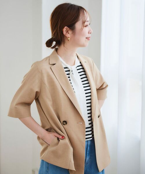 le.coeur blanc(ルクールブラン)の「タンブラーブッチャーハーフスリーブジャケット(テーラードジャケット・レディース・ベージュ/ネイビー・38)」の9枚目の写真