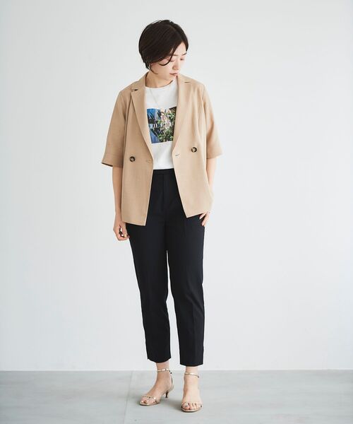 le.coeur blanc(ルクールブラン)の「タンブラーブッチャーハーフスリーブジャケット(テーラードジャケット・レディース・ベージュ/ネイビー・38)」の18枚目の写真