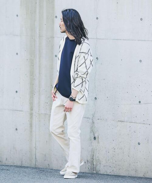 URBAN RESEARCH Sonny Label（アーバンリサーチサニーレーベル）の「『洗濯可』ダイヤパターンボタンレスカーディガン（カーディガン/ボレロ・メンズ・オフホワイト/グリーン/グレー・LARGE/MEDIUM）」の5枚目の写真
